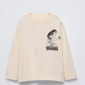 Zara Kids Cream Long Sleeve Tee with Graphic